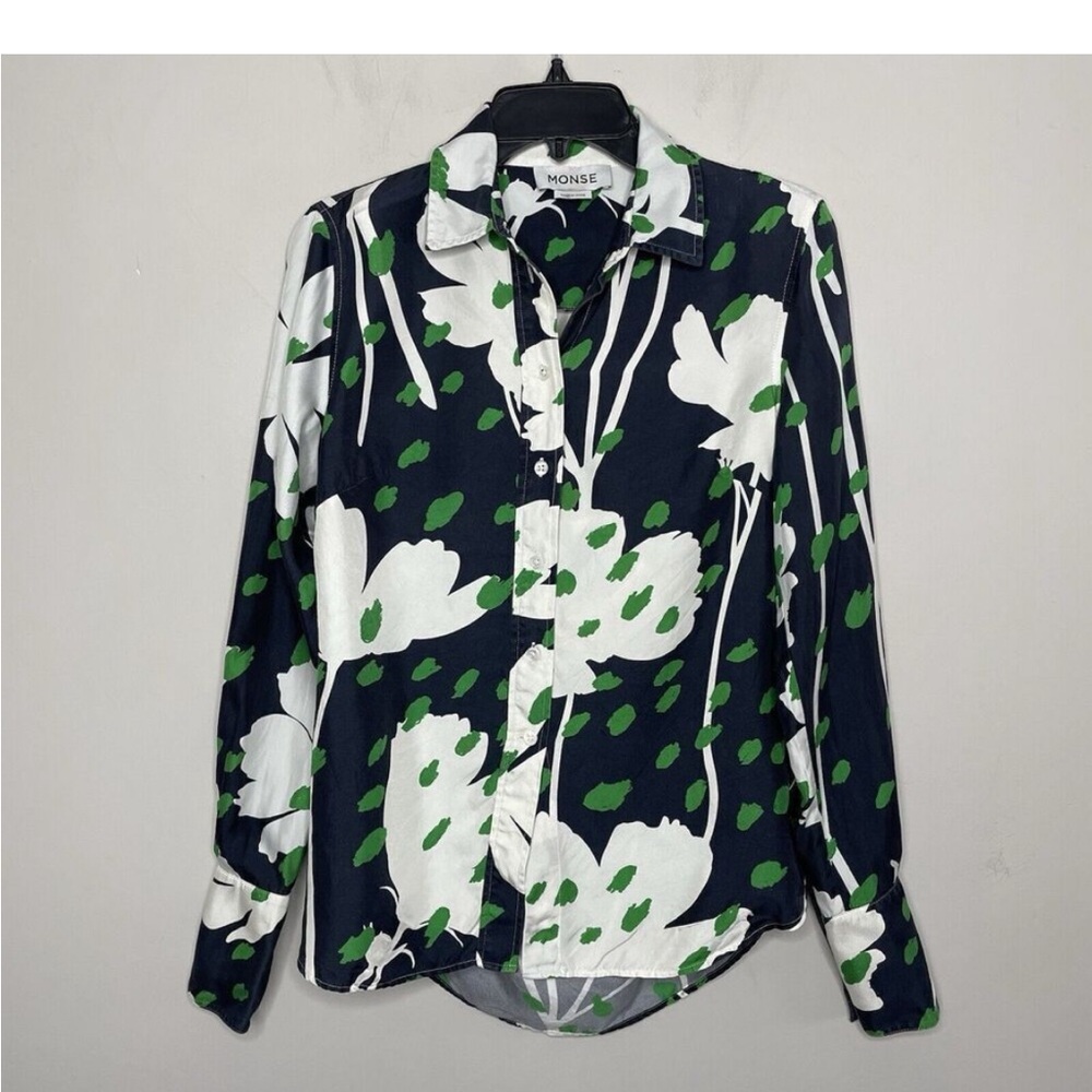 Monse Silk Printed Button-Up Top
